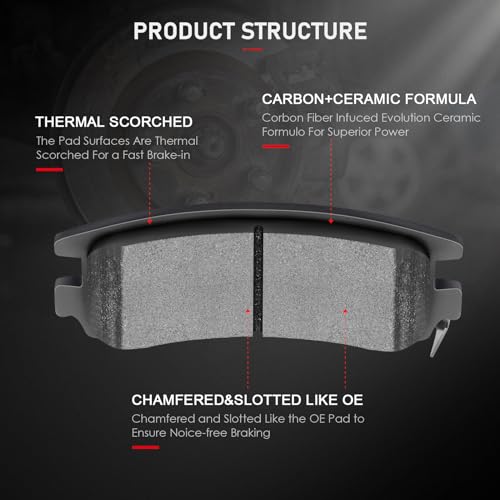 cciyu D698 Rear Ceramic Brake Pads Kits 4pcs fit For Buick Allure,Century,LaCrosse,Regal,Rendezvous,For Chevy Impala,Venture,For Oldsmobile Alero,Intrigue,Silhouette,For Pontiac Grand Prix,Montana