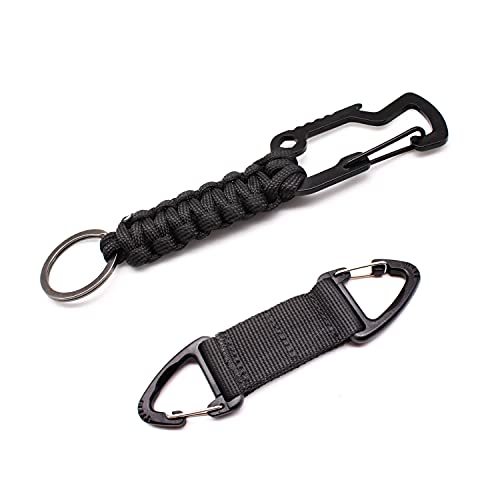 LERANXIN 2 llaveros de cuerda de paracaídas con mosquetón, clip multifuncional para cinturón Molle, llavero trenzado adecuado para acampar al aire libre, senderismo, caza, pesca