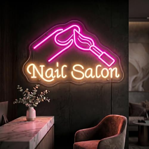 Image of Nail Salon Neon Sign for Wall Decor - LED Neon Signs Lights for Salon Studio, Beauty Makeup Room, Bedroom - Great Gift for Nail Girls