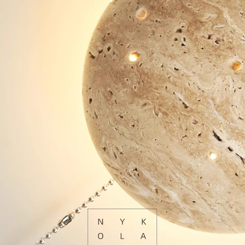 Aplique de travertino y piedra de cueva amarilla con interruptor integrado 7