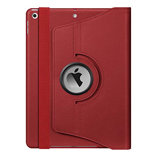 Fintie Rotating Custodia Per Ipad 10.2 Pollici 9A / 8A / 7A Generazione (2021 2020 2019) Con Built-In Pencil Holder - 360 Gradi Di Rotante Cover Protettiva Case Con Auto Svegliati/Sonno, Poppy Rosso - 8