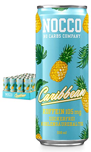 NOCCO BCAA (No Carbs Company) - 24 latas de bebida de 330 ml (BCAA Caribbean)