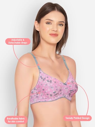 Image of Groversons Paris Beauty Women's Printed Everyday T-Shirt Bra, Comfortable, Non-Padded (BR126)