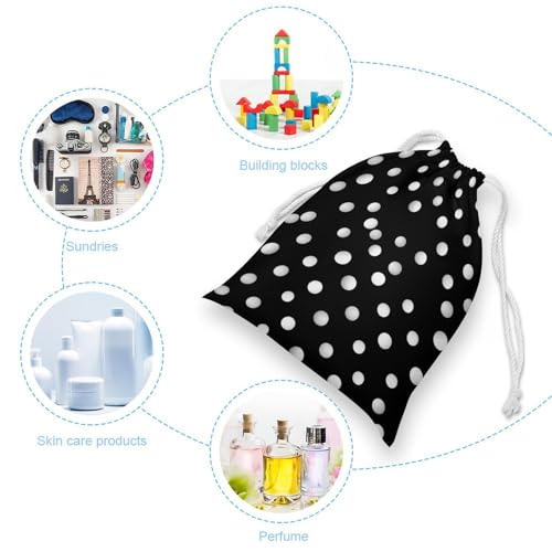 Drawstring Storage Bag Sports Cinch Sack Black White Polka Dots Gym String Bags for Travel Swimming Beach3
