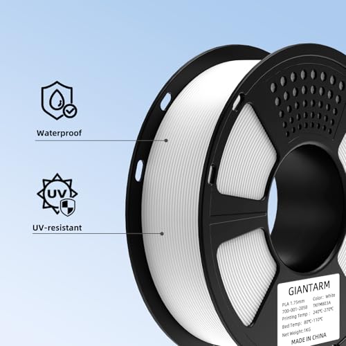 Image of GAINTARM ASA Filament 1.75mm,Premium Weather & UV Resistant White 3D Printer Filament,Ideal for Outdoor Functional Parts,Dimensional Accuracy + /- 0.02mm,1kg Spool (2.2lbs)