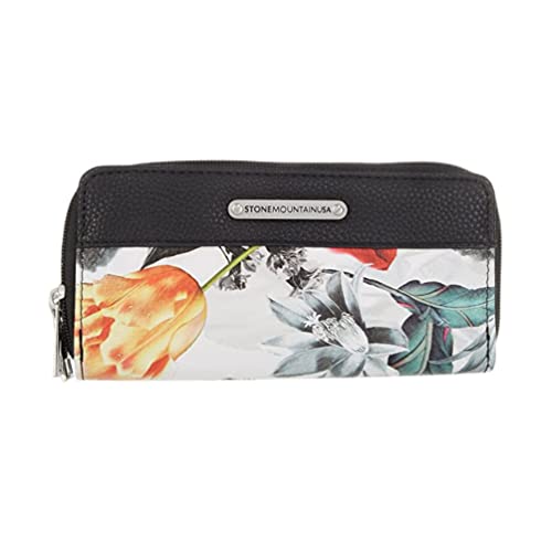 Stone Mountain Floral Pebble Bonded Leather Organizer Wallet 0 White Multi/Black #TOP15