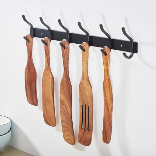 HAMUTH Coat Rack Wall Mount with 6 Hooks, 17 Inch Black Wall Hooks, 2 Packs - image 7
