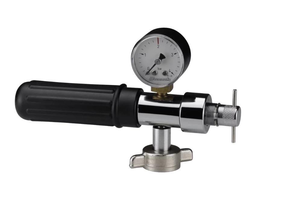 Zapfgarnitur Edelstahl Kegschanksäule mit Kompensatorschankhahn & Druckminderer für 16g Kapseln Ideal für unterwegs