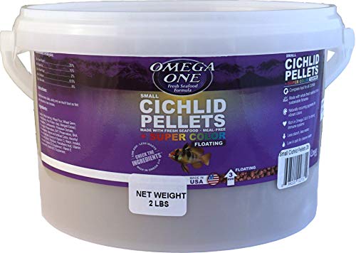 Omega One Super Color Floating Cichlid Pellets, 3mm Small Pellets, 2 lb Bucket