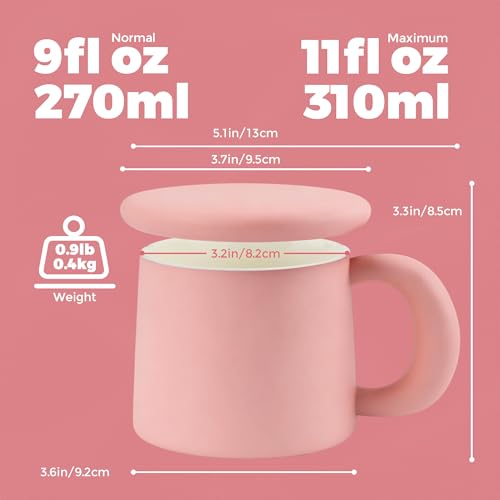 Taza de cerámica rosa 11oz con tapa y caja de regalo miniatura 2