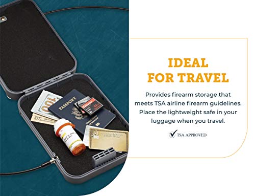 Snapsafe Treklite Combination Lock Box - Polycarbonate Portable And Lightweight Gun Lock Box - With Keyed Lock And Foam Lining - Ideal For Travel, Tsa Approved - Xl, Black, 10 X 7 X 2 Inches #TOP3
