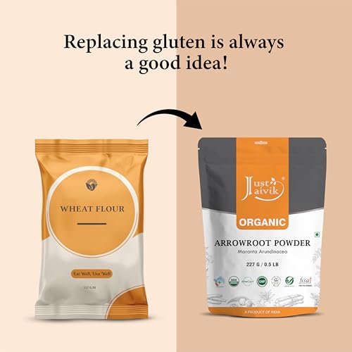 Just Jaivik VERSAINSECT k USDA Certified Organic Arrowroot Powder - Gluten Free, Non GMO, Vegan Friendly, Natural Thickening Agent for Cooking and Baking