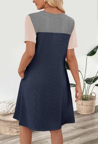 MEROKEETY Women's 2025 Spring Summer Mini Dresses Casual Short Sleeve Crewneck T Shirt Shift Dress3