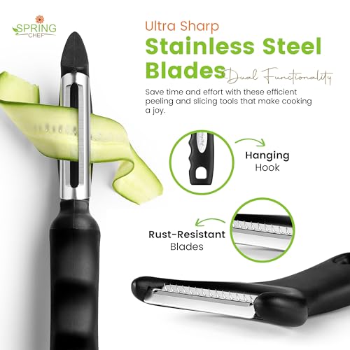 Image of Spring Chef Swivel Potato Peeler & Julienne Vegetable Peeler w /Soft Handle