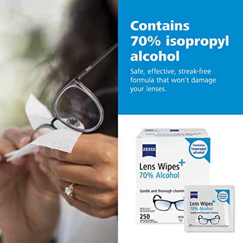 Zeiss Pre-Moistened Lens Cleaning Wipes With 70% Alcohol, 250 Count #TOP5