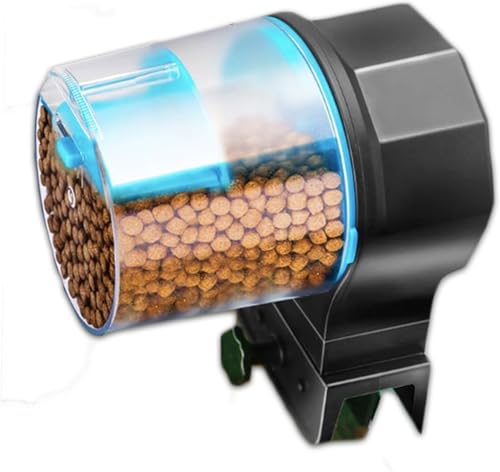 FADZECO 自動給餌器 水族館自動魚 魚 電気調整可能な魚の餌手動/給餌 給餌 餌やり 水槽 熱帯魚 餌やり器 給餌量調整 留守中の餌 ブルー 2つの穀倉 6段階 低消費電力 (ブルー)
