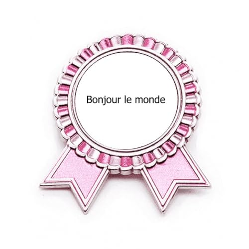 Broche Art Déco Hello World en métal rose : une broche médaille élégante de taille M