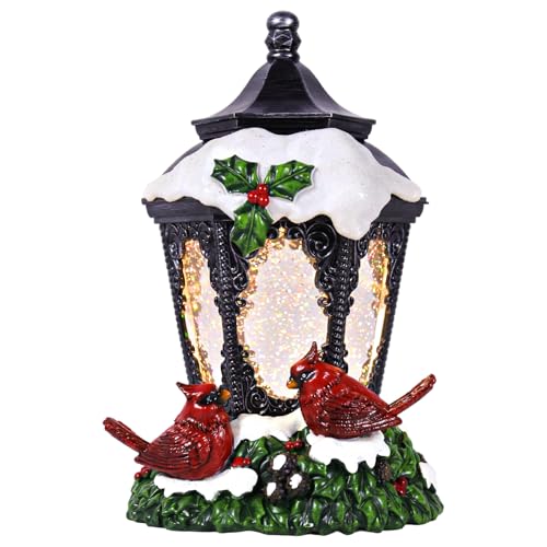 Christmas Snow Globe Lantern Cardinals Water Glittering Globe with 6H Timer Function Christmas Snow Globes 3 AA Battery Operated for Christmas Festival Decorations Gifts (Cardinals)