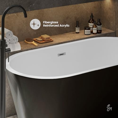Image of Claire 60 inch Freestanding Bathtub Matte Black and Matte White