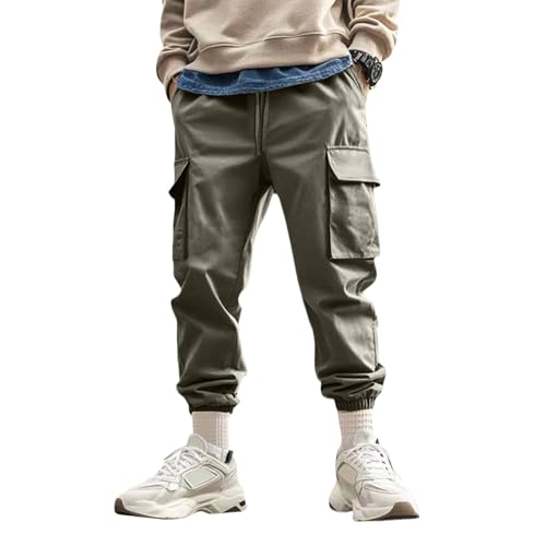 Mens 2025 Cargo Sweatpants Loose Fit Jogger Pants Wide Leg Elastic Waist Stretch Active Solid Trousers with Pockets