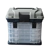 Emidor 釣りタックルボックス、大容量、4層餌箱収納、海釣りアクセサリー、多機能、リール、屋外に適しています (C)