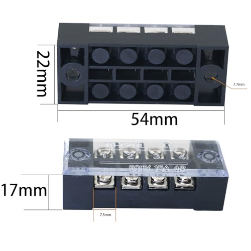 Bloque de terminales TB1504 de 4 posiciones con tornillos y doble fila de cobre 2