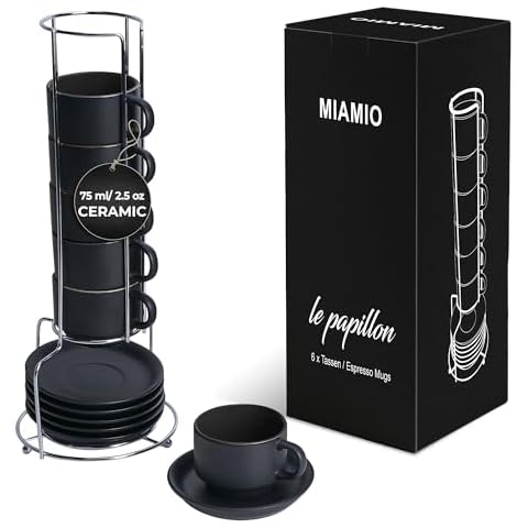 MIAMIO 75 ml Espresso Cup Set with Saucers Cover