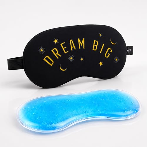 Image of Jenna Cotton Print Cute Sleeping Eye Shade Mask Cover For Insomnia, Meditation, Puffy Eyes And Dark Circles With Gel (Black)