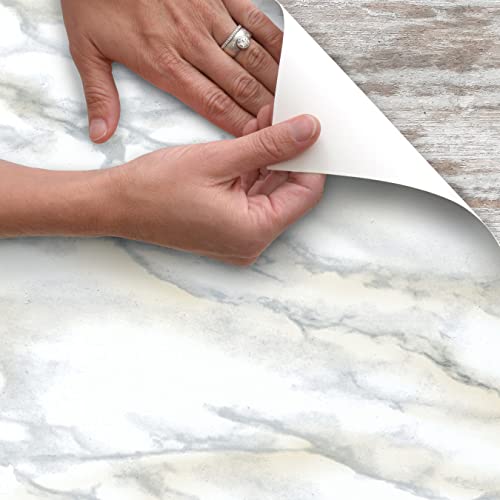 Con-Tact Brand Creative Covering, Self-Adhesive Shelf Liner, Multi-Purpose Vinyl Roll, Easy To Use And Apply, 18'' X 20', Marble White #TOP1