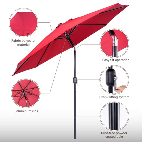 9 Ft Patio Umbrella With Push Button Tilt And Crank System - Uv Resistant Polyester Fabric thumb #1