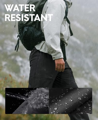 Haimont Wanderhose Outdoor Hosen für Herren 4-Wege-Stretch Cargohose mit 6 Reißverschlusstasche, Schwarz, XXL