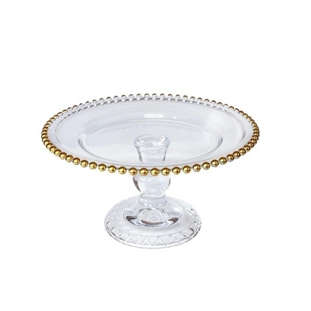 Yinj9562fg Cake display stand Gold-rimmed Cake Stand Beaded High-foot Plate Fruit Dessert Tray Wedding Party Display Wedding