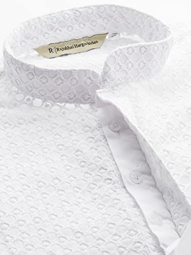 Image of Rajubhai Hargovindas Men Pure Cotton Chikankari Embroidered Straight Kurta