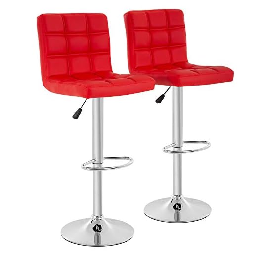 BestOffice Modern Bar Stool Set of 2 Barstools Height Adjustable Counter Height Swivel Bar Stool PU Leather Bar Chairs Hydraulic Dining Room Chairs Home Kitchen Stools (Red)