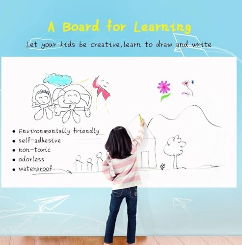 Image of Whiteboard Wall Sticker, Extra Large Strong & Durable Dry Easy to Erase Self Adhesive Wallpaper Peel Stick White Board for Kids Drawing,Office, School,Home Decor (24 x 144 inch, White)