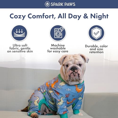 Image of Spark Paws Dog Pajama, Dog Recovery Suit Male, Onesie, Ultra-Soft and 4-Way Stretch, for Small Medium and Large Breeds - Dragons - M