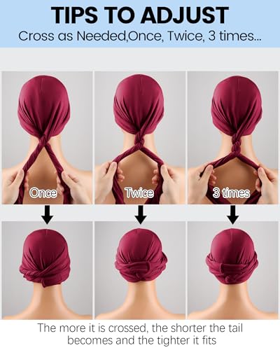 Image of Ababalaya Upgraded Satin Lined Halo Turban Durag for Men &Women Sleeping Bonnet PRE-Tied Headwraps for Hair Loss