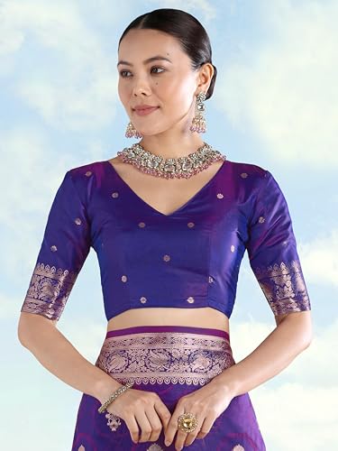 Image of Monjolika Fashion Women's Banarasi Silk Zari Woven Saree With Dupatta