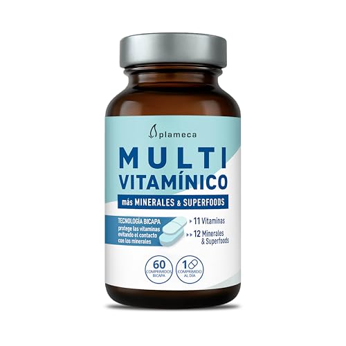 Plameca Multivitamínico avanzado con Minerales y Super Foods – Multivitaminas para Energía, Inmunidad y Vitalidad – 60 Comprimidos Bicapa