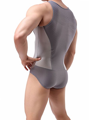 Brave Person Men's Figure-Shape Bodysuits Elastic Workout Clothes Swimwear 2241 (Xl / 33"-38'', 003- Gray) #TOP4