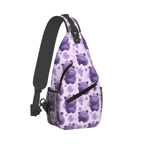 Sac à bandoulière hippopotame violet idéal pour randonnée et voyage actif