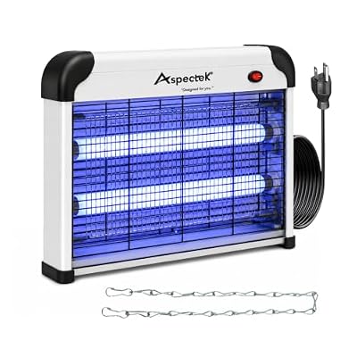 ASPECTEK 20W Bug Zapper, Electric Insect Killer for Indoor and Covered Outdoor, Mosquito, Fly and Moth Trap with Protective Mesh and Hanging Chain for Versatile Setup at Home, Patio and Garage
