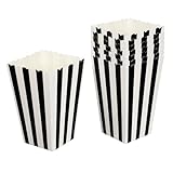 CONGARTENO 24個ポップコーンボックス 折りたたみ式紙容器 ストライプ柄 キャンディーやクッキー用 パーティー 引き出物 ピクニック 飲み会 デコレーション