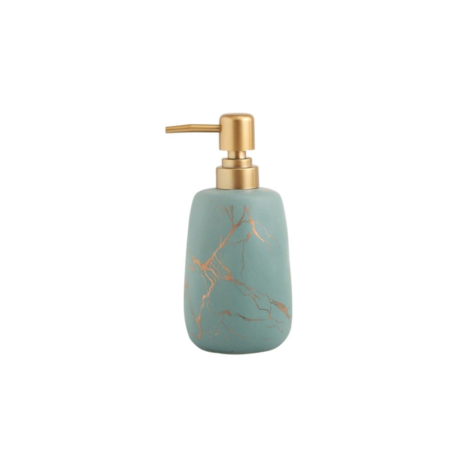 Mdnipqbam Green Exquisite Bathroom Countertop Soap Dispenser Refillable Ceramic Pump Bottle For Reuse For Bathroom(Green)