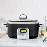 GreenPan Slow Cooker Black, 6L Dishwasher safe pot, Vibrant LCD display, Easy One-touch presets, One-Step Browing, Extra-tough exterior, Countertop friendly