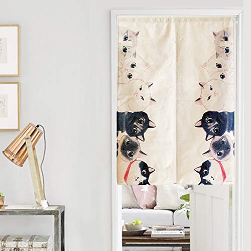 Myru Lucky Cat Japanese Curtain Noren Cat Japanese Curtain Doorway,33"x47" (33"x47", G)