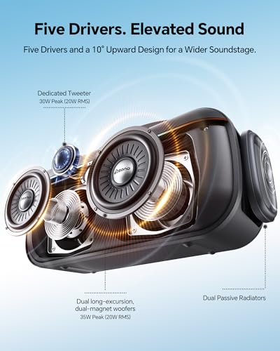 Image of dbsono Portable Bluetooth Speaker Wireless: 100W(Peak) SoundPulse 2.0 with BassBoost, Waterproof Loud Party Speakers, Unlimited Pairing, TWS for Outdoor /Indoor, Beach Vacation Essential, Black