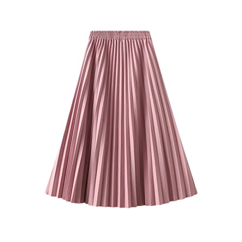 Jupe plissée rose longue taille unique élastique pour silhouette affinée