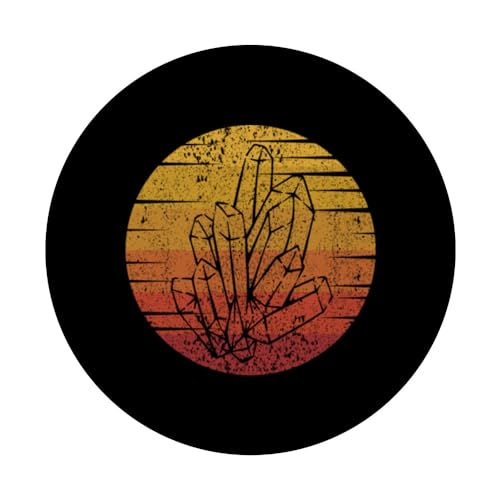 Retro Geologist Rockhounding Mineral Collector PopSockets Swappable PopGrip, Black - Image 3