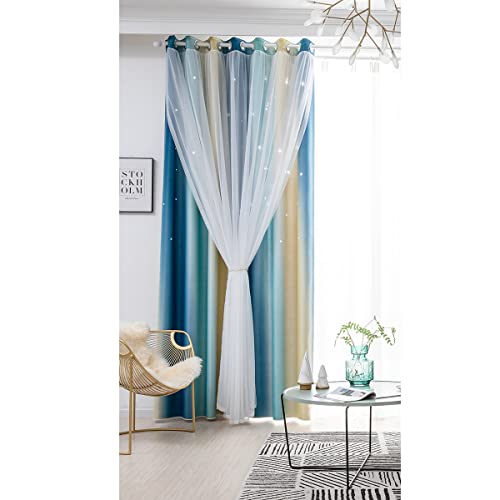 ele ELEOPTION Stars Blackout Curtains, Cut Out Stars Drapery with Eyelet